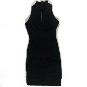 WHBM Black Tiered Keyhole Mini Dress
